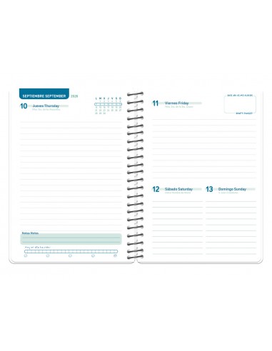 Agenda escolar liderpapel 26-27 espiral personalizable dia pagina a5 bilingue 70g papel fsc
