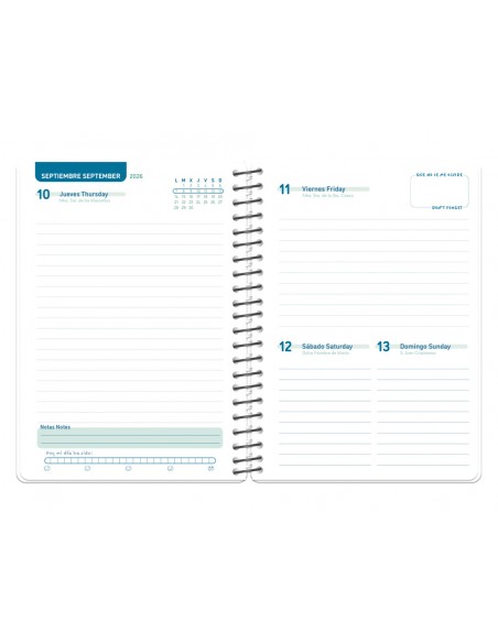 Agenda escolar liderpapel 26-27 espiral personalizable dia pagina a5 bilingue 70g papel fsc