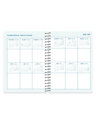 Agenda escolar liderpapel 26-27 espiral personalizable dia pagina a5 bilingue 70g papel fsc