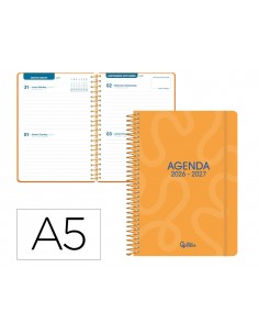Agenda escolar liderpapel 26-27 espiral classic 2 dias pagina a5 bilingue 70g papel fsc color4