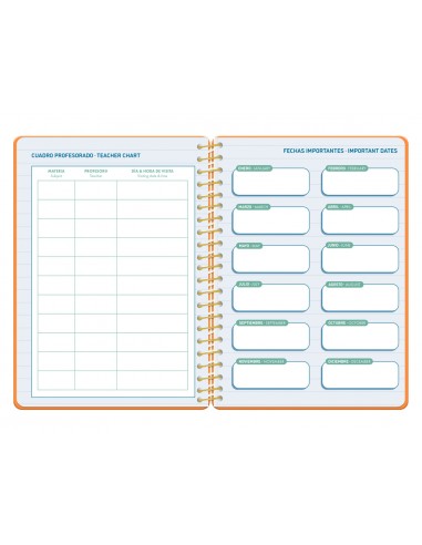 Agenda escolar liderpapel 26-27 espiral classic 2 dias pagina a5 bilingue 70g papel fsc color4