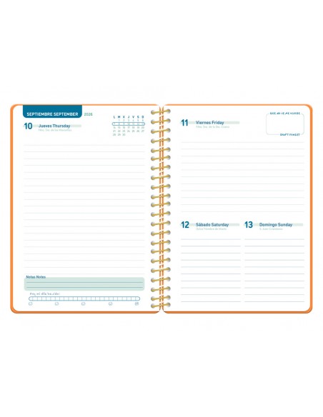 Agenda escolar liderpapel 26-27 espiral classic dia pagina a5 bilingue 70g papel fsc color4