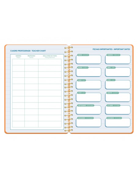 Agenda escolar liderpapel 26-27 espiral classic dia pagina a5 bilingue 70g papel fsc color4