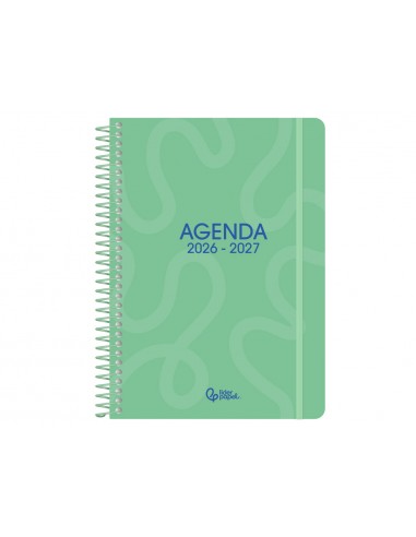 Agenda escolar liderpapel 26-27 espiral classic dia pagina a5 bilingue 70g papel fsc verde