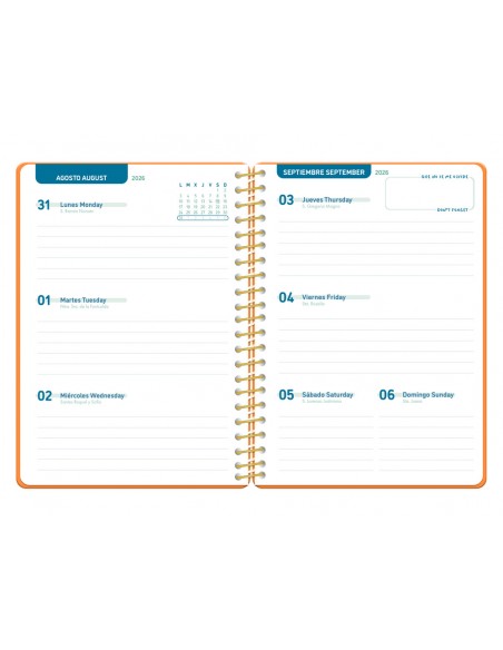 Agenda escolar liderpapel 26-27 espiral classic semana vista a5 bilingue 70g papel fsc color4