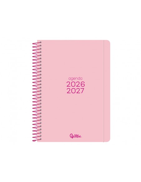 Agenda escolar liderpapel 26-27 espiral basic diseños surtidos bilingüe 70g papel fsc expositor 16 unidades