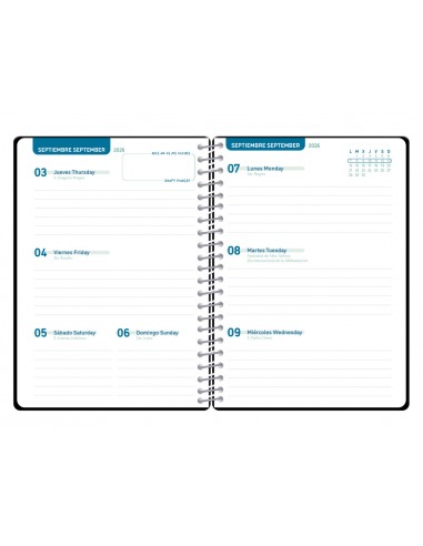Agenda escolar liderpapel 26-27 espiral basic diseños surtidos bilingüe 70g papel fsc expositor 16 unidades