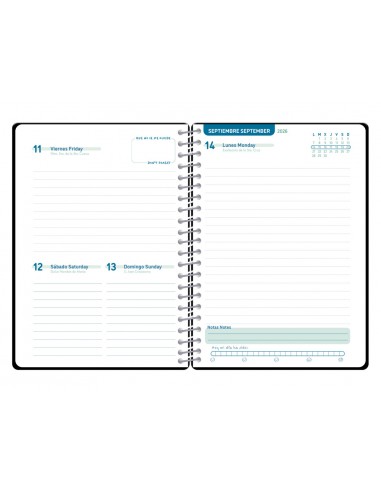 Agenda escolar liderpapel 26-27 espiral basic diseños surtidos bilingüe 70g papel fsc expositor 16 unidades