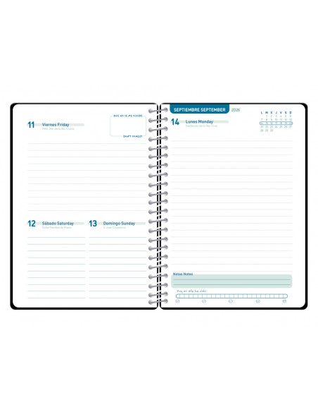 Agenda escolar liderpapel 26-27 espiral basic diseños surtidos bilingüe 70g papel fsc expositor 16 unidades