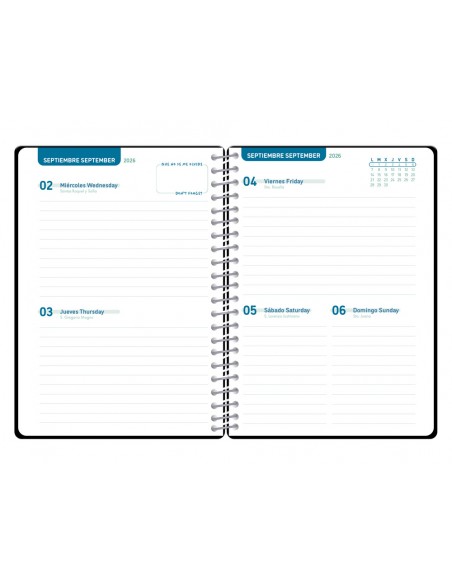 Agenda escolar liderpapel 26-27 espiral basic diseños surtidos bilingüe 70g papel fsc expositor 16 unidades