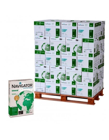Palet Folios Navigator A4 80 gramos paquete 500 hojas (PRECIO 300 PAQUETES)