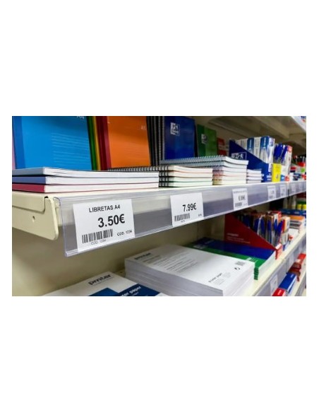Soporte portaprecios q-connect para estanteria etiqueta 40x1000 mm transparente