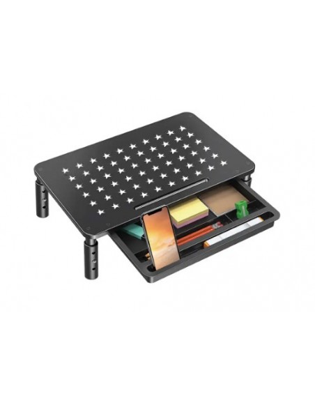 Soporte q-connect para monitor metálico regulable en altura con bandeja 370x235x145 mm