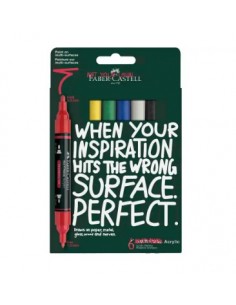 Rotulador faber castell acrílico doble punta caja de 6...