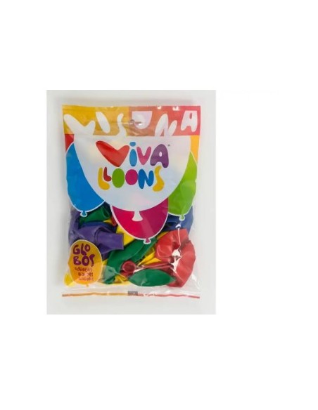 Globo 100% latex biodegradable vivalloons bolsa de 50 unidades colores surtidos