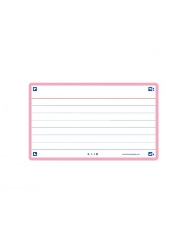Ficha de revision oxford flashcards 2.0 75x125 mm 250 g rayado horizontal color rosa paquete de 30 unidades