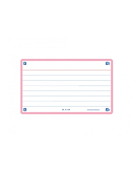 Ficha de revision oxford flashcards 2.0 75x125 mm 250 g rayado horizontal color rosa paquete de 30 unidades