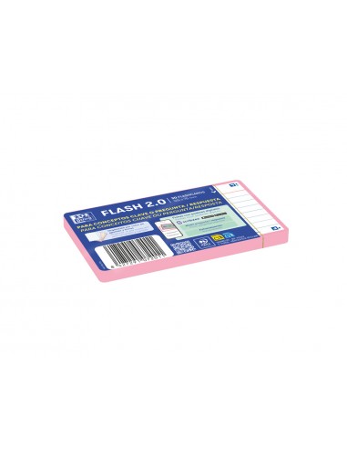 Ficha de revision oxford flashcards 2.0 75x125 mm 250 g rayado horizontal color rosa paquete de 30 unidades