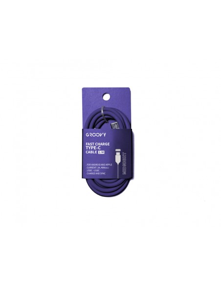 Cable groovy usb tipo c a usb tipo c longitud 1 m color morado