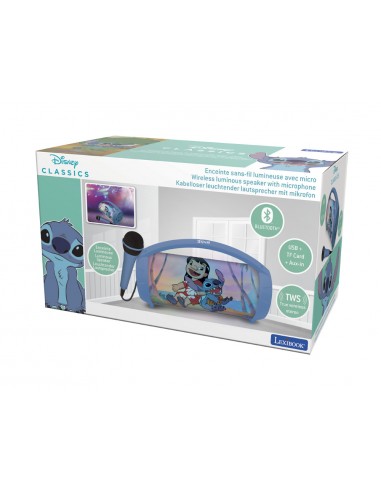 Altavoz con luz lexibook stitch bluetooth 5.0 usb con microfono