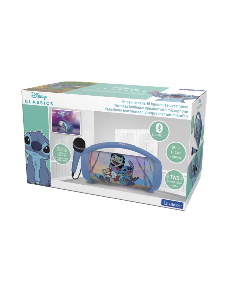 Altavoz con luz lexibook stitch bluetooth 5.0 usb con microfono