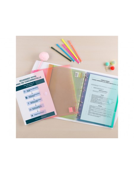 Funda multitaladro djois polipropileno con velcro din a4 pack de 12 unidades colores surtidos