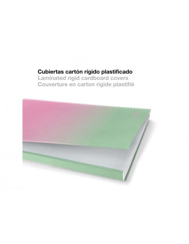 Cuaderno espiral miquelrius din a4 80 hojas cuadro 5 mm 90 gr gradient rosa verde menta
