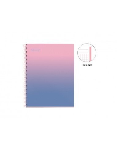 Cuaderno espiral miquelrius din a4 80 hojas cuadro 5 mm 90 gr gradient rosa/azul