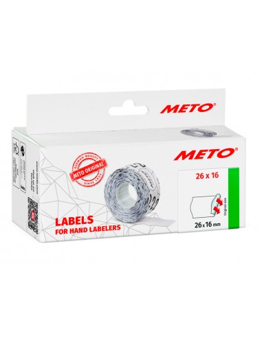Etiquetas meto onduladas 26x16 mm lisa adh. 2 caja de 6 rollos de 1000 unidades