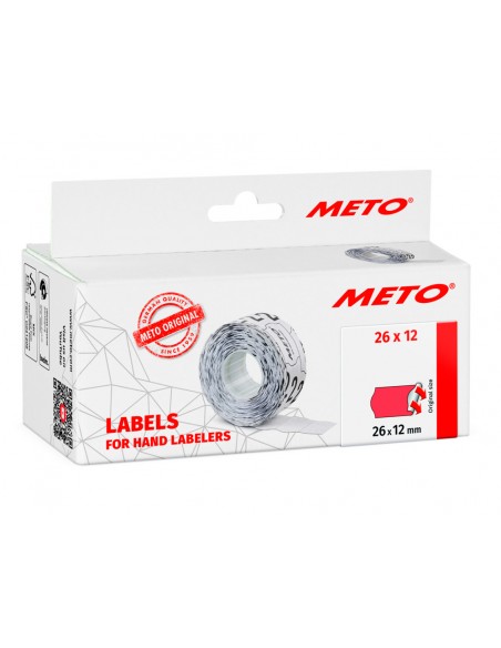 Etiquetas meto onduladas 26x12 mm rojo fluorescente adh. 2 caja de 6 rollos de 1000 unidades Etiquetas meto onduladas 26x12 mm rojo fluorescente adh. 2 caja de 6 rollos de 1000 unidades