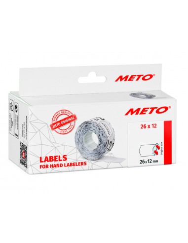 Etiquetas meto onduladas 26x12 mm lisa adh. 2 caja de 6 rollos de 1000 unidades