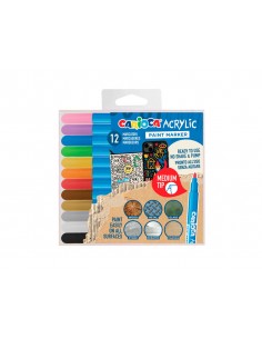 Rotulador carioca acrilico paint marker punta media tip estuche de 12 unidades colores surtidos