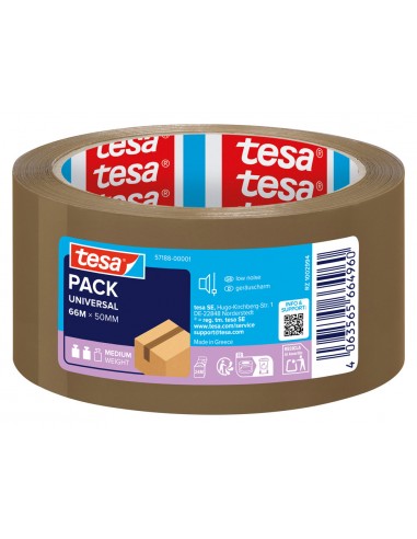 Cinta adhesiva tesa marron polipropileno 66 m x 50 mm para embalaje