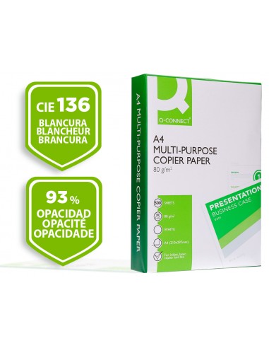 Papel fotocopiadora q-connect economy din a4 80 gramos paquete de 500 hojas