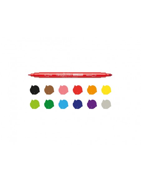 Rotulador carioca birello doble punta caja de 12 unidades colores surtidos